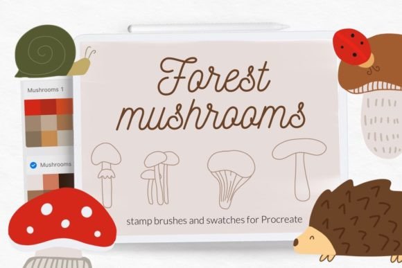Elevating Digital Nature Art with Forest Mushroom Stamp Brushes Swatches for Procreate