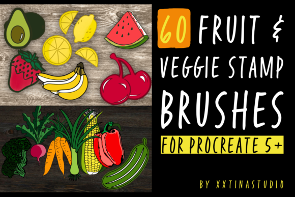 Enhancing Digital Illustrations with Fruit Veggie Stamp Brushes for Procreate