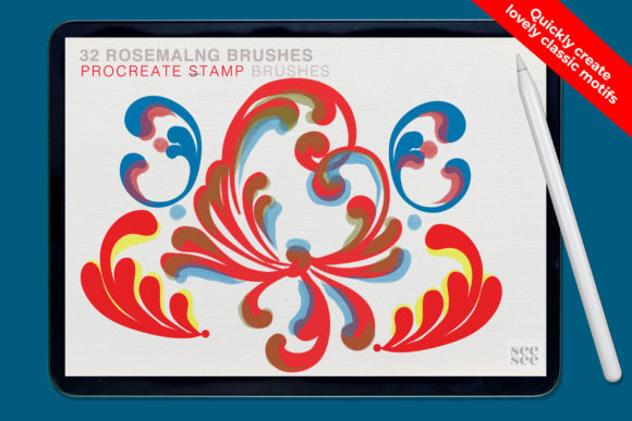 Master Rosemaling With 32 Procreate Brushes