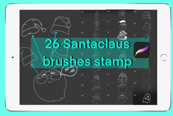 Mastering Holiday Illustrations with 26 Santaclaus Brushes Stamp for Procreate