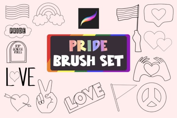 Pride Love LGBT Procreate Stamp Brushes: Elevate Your Digital Art with Hand-Drawn Symbols